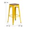 Merrick Lane Dalton Series Backless Metal Dining Stool with Wooden Seat for Indoor Use